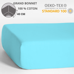 Comprar cielo-azul Paquete de 6 Sábanas Bajeras - Capó 40 cm - 140 x 190 cm - 100% Algodón - 13,50 € sin IVA/ud (CAPÓ GRANDE)