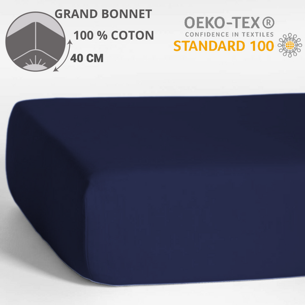 Colis de 6 Draps Housses - Bonnet 40 cm - 140 x 190 cm - 100% Coton - 13.50€ H.T/pc ( GRAND BONNET )