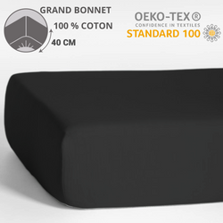 Comprar negro Paquete de 6 Sábanas Bajeras - Capó 40 cm - 140 x 190 cm - 100% Algodón - 13,50 € sin IVA/ud (CAPÓ GRANDE)