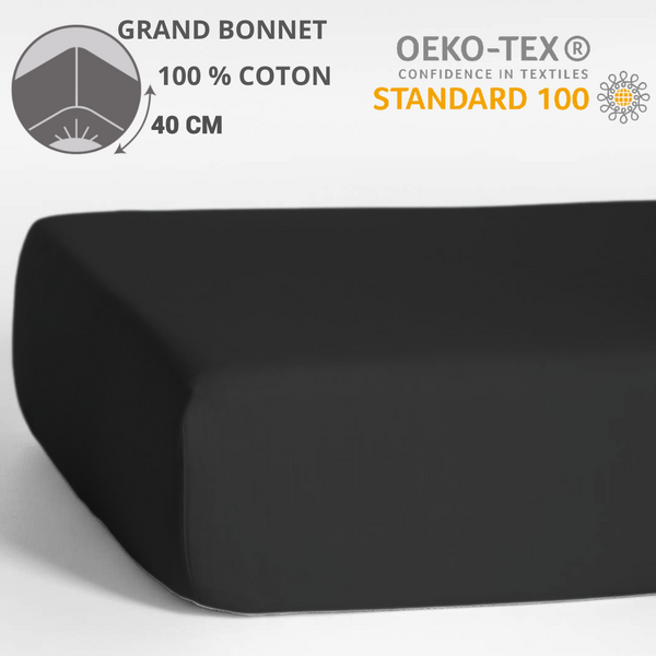 Colis de 6 Draps Housses - Bonnet 40 cm - 180 x 200 cm - 100% Coton - 14.50€ H.T/pc ( GRAND BONNET )
