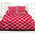 LOT DE 2 ENSEMBLES PARURES DE LIT AVEC TAIES D'OREILLERS I 100 % COTON I 57 FILS/CM2 - CARREAUX ROUGE