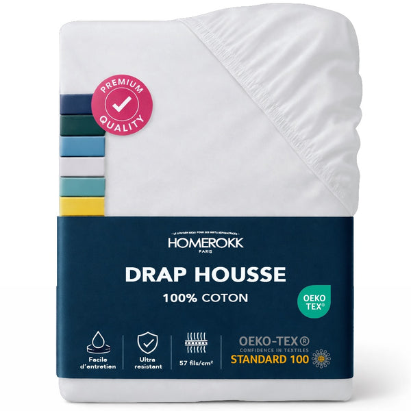 Package of 6 Fitted Sheets 140 x 190 cm - 100% Cotton - €5.50 excluding VAT /pc 