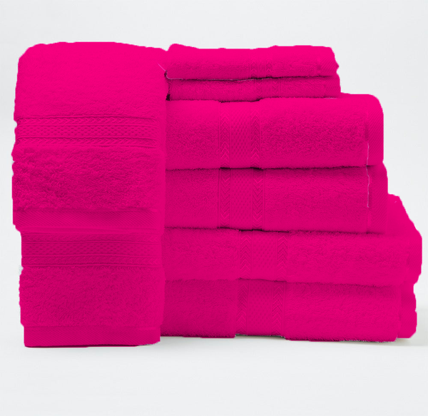 Paquete de 6 Toallas 100% Algodón - 3 Colores Diferentes (FUCSIA / ROJO / ROSA PALIDO)