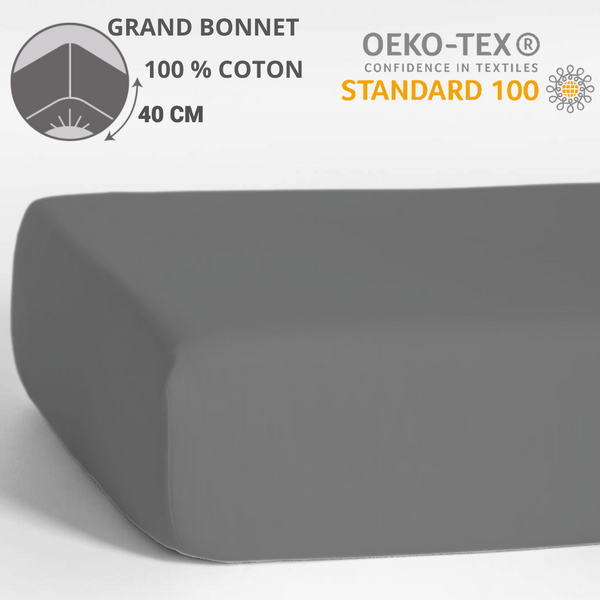 Colis de 6 Draps Housses - Bonnet 40 cm - 90 x 190 cm - 100% Coton - 12.50€ H.T/pc ( GRAND BONNET )